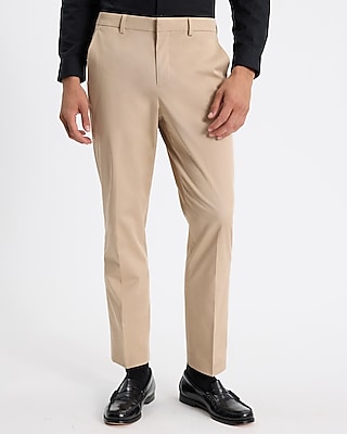 Slim Khaki Stretch Cotton Suit Pant