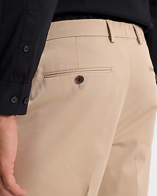 Slim Khaki Stretch Cotton Suit Pant