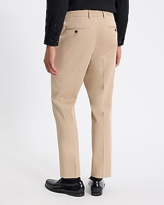 Slim Khaki Stretch Cotton Suit Pant