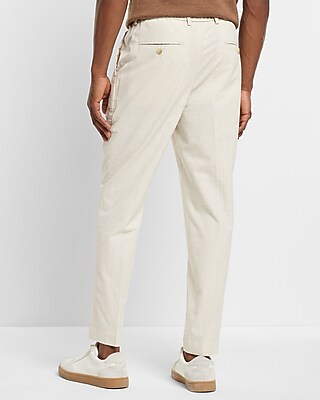 Extra Slim Striped Seersucker Hybrid Elastic Waist Suit Pant