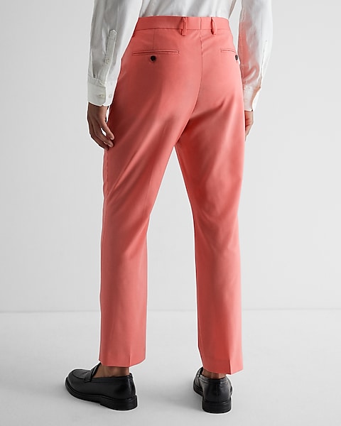 Slim Coral Wool-blend Modern Tech Suit Pant