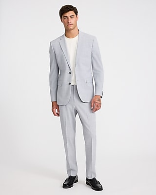 Extra Slim Light Gray Wool-Blend Washable Modern Tech Drawstring Suit Pant