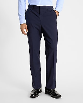 Classic Navy Wool-blend Washable Modern Tech Suit Pants