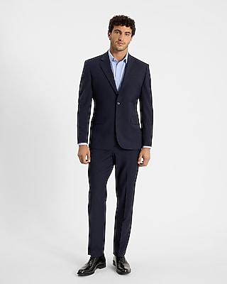 Classic Dark Navy Wool-Blend Modern Tech Suit Pants