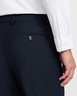 Slim Navy Wool-Blend Washable Modern Tech Suit Pant