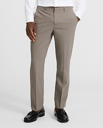 casual dress pants mens QINYNMU Men's Relaxed Fit Flat Front Suit Trousers Beige with Tall Rise and Extra Tall lengths 36 Mens Dress Pants Big and