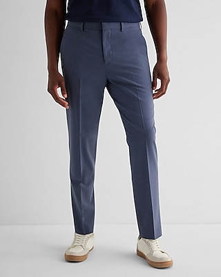 Express | Solid Hybrid Suit Blue Elastic Slim Wool-blend Pant Waist