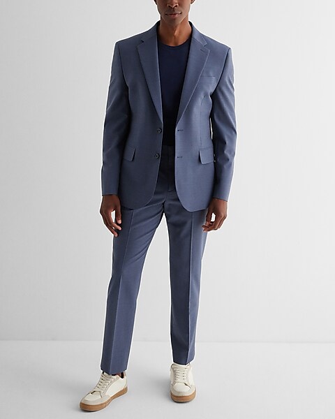 Slim Dusty Blue Wool-blend Modern Tech Suit Pant