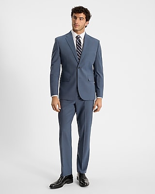 Classic Dusty Blue Wool-Blend Modern Tech Suit Pant