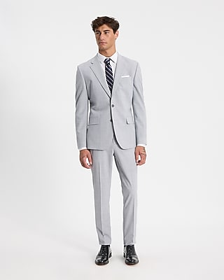 Slim Light Gray Wool-Blend Modern Tech Suit Pant