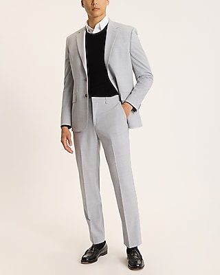 Classic Light Gray Wool-Blend Modern Tech Suit Pant