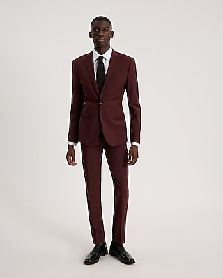 Extra Slim Burgundy Wool-Blend Drawstring Modern Tech Suit Pant