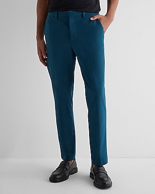 Slim Teal Stretch Cotton-blend Suit Pant