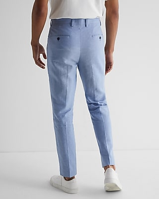 Extra Slim Light Blue Linen-Cotton Blend Suit Pant