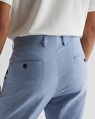 Extra Slim Light Blue Linen-Cotton Blend Suit Pant