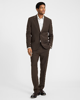 Slim Brown Wool-Blend Washable Modern Tech Suit Pant