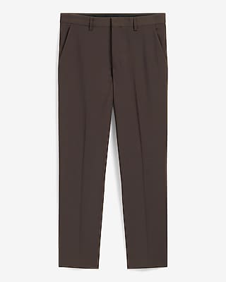 Slim Brown Wool-Blend Washable Modern Tech Suit Pant