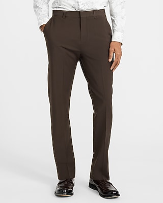 Slim Brown Wool-Blend Washable Modern Tech Suit Pant
