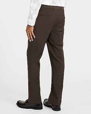 Slim Brown Wool-Blend Washable Modern Tech Suit Pant