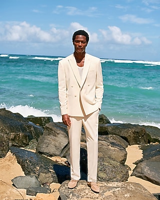 Slim Ivory Wool-blend Suit Pant | Express