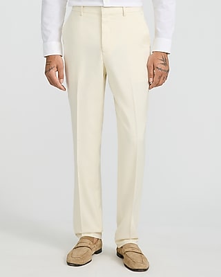 Slim Ivory Wool-Blend Suit Pant