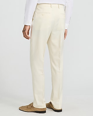 Slim Ivory Wool-Blend Suit Pant