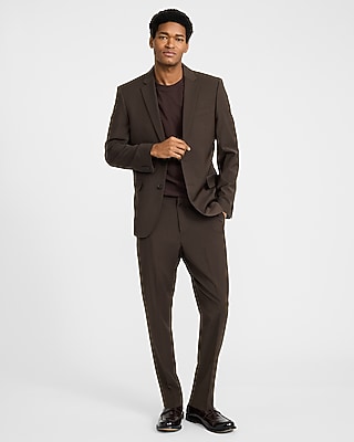 Slim Brown Wool-Blend Washable Modern Tech Suit Pant