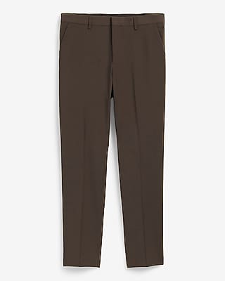 Slim Brown Wool-Blend Washable Modern Tech Suit Pant