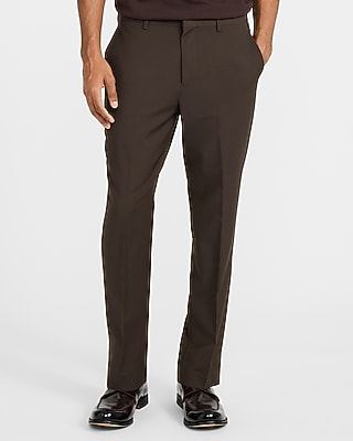 Slim Brown Wool-Blend Washable Modern Tech Suit Pant