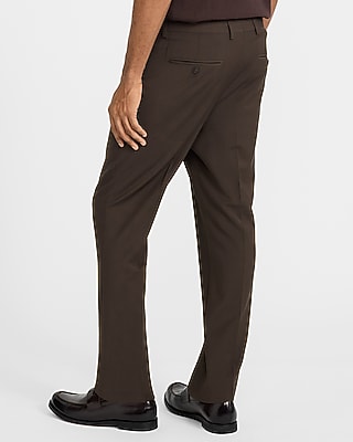 Slim Brown Wool-Blend Washable Modern Tech Suit Pant
