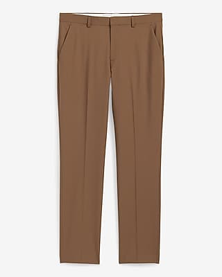 Extra Slim Light Brown Wool-Blend Washable Modern Tech Suit Pant