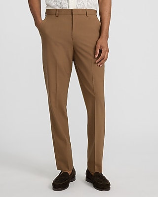 Extra Slim Light Brown Wool-Blend Washable Modern Tech Suit Pant