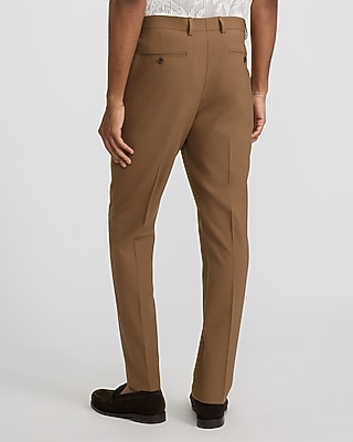 Extra Slim Light Brown Wool-Blend Washable Modern Tech Suit Pant