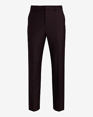 Slim Burgundy Wool-Blend Flannel Elastic Waist Suit Pant