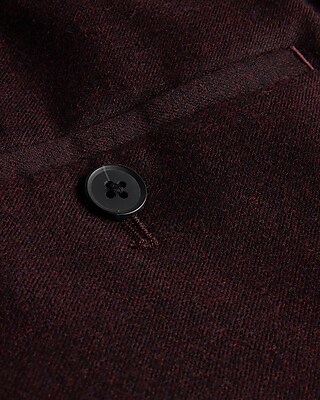 Slim Burgundy Wool-Blend Flannel Elastic Waist Suit Pant