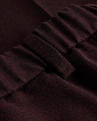 Slim Burgundy Wool-Blend Flannel Elastic Waist Suit Pant