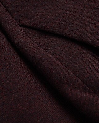 Slim Burgundy Wool-Blend Flannel Elastic Waist Suit Pant