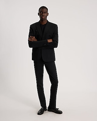 Extra Slim Black Stretch Cotton-Blend Knit Suit Pant
