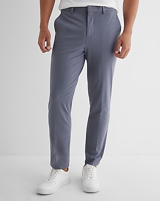 slim slate gray stretch cotton-blend suit pant