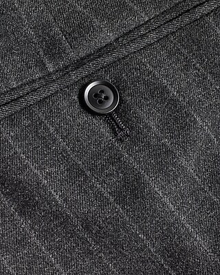 Slim Charcoal Gray Pinstripe Flannel Belted Suit Pant