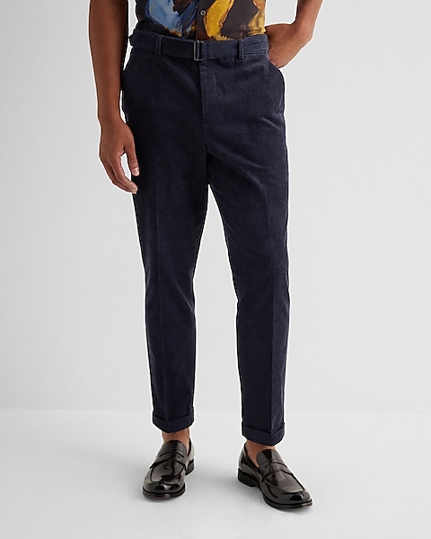 Slim Navy Corduroy Belted Dress Pant | Express Slim Navy Corduroy Belted Dress Pant | Express