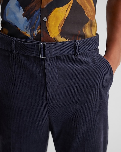 Slim Navy Corduroy Belted Dress Pant | Express Slim Navy Corduroy Belted Dress Pant | Express
