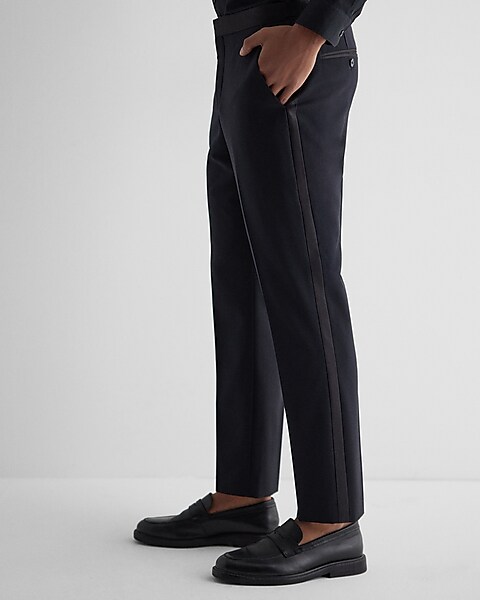Slim-fit tuxedo pants in stretch wool