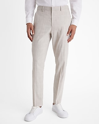 Extra Slim Plaid Linen-Blend Hybrid Elastic Waist Suit Pant