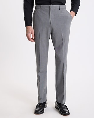 Slim Gray Plaid Washable Everyday Performance Suit Pant