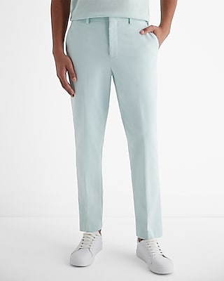 slim light blue stretch cotton-blend suit pant