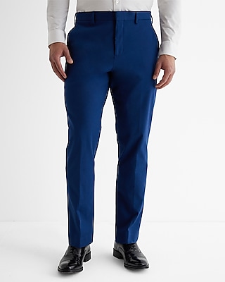 Slim Navy Wool-blend Cuffed Dress Pant | Express