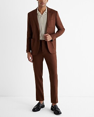 Extra Slim Brown Linen-blend Hybrid Elastic Waist Dress Pant | Express