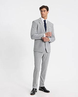 Slim Light Gray Knit Suit Pant