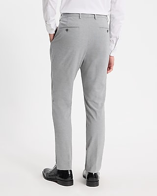 Slim Light Gray Knit Suit Pant